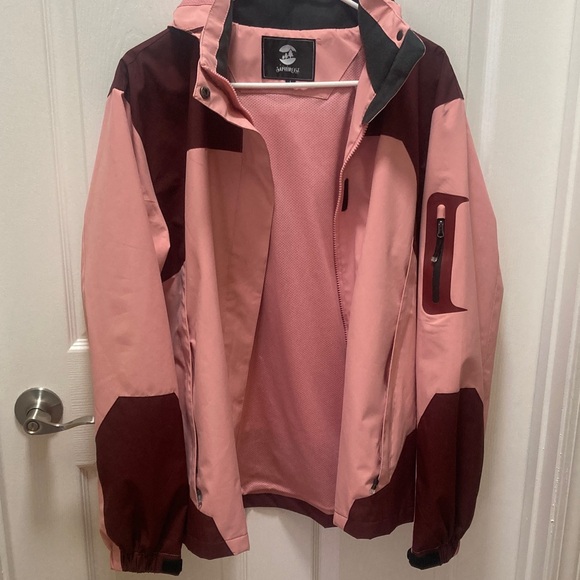 Saphirose Jackets & Blazers - Stylish Pink and Burgundy Women's Rain Jacket